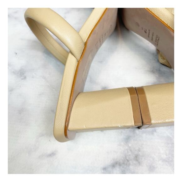 Schutz Ully Lo Beige Double Strap Leather Slide Heeled Sandals - Picture 10 of 11